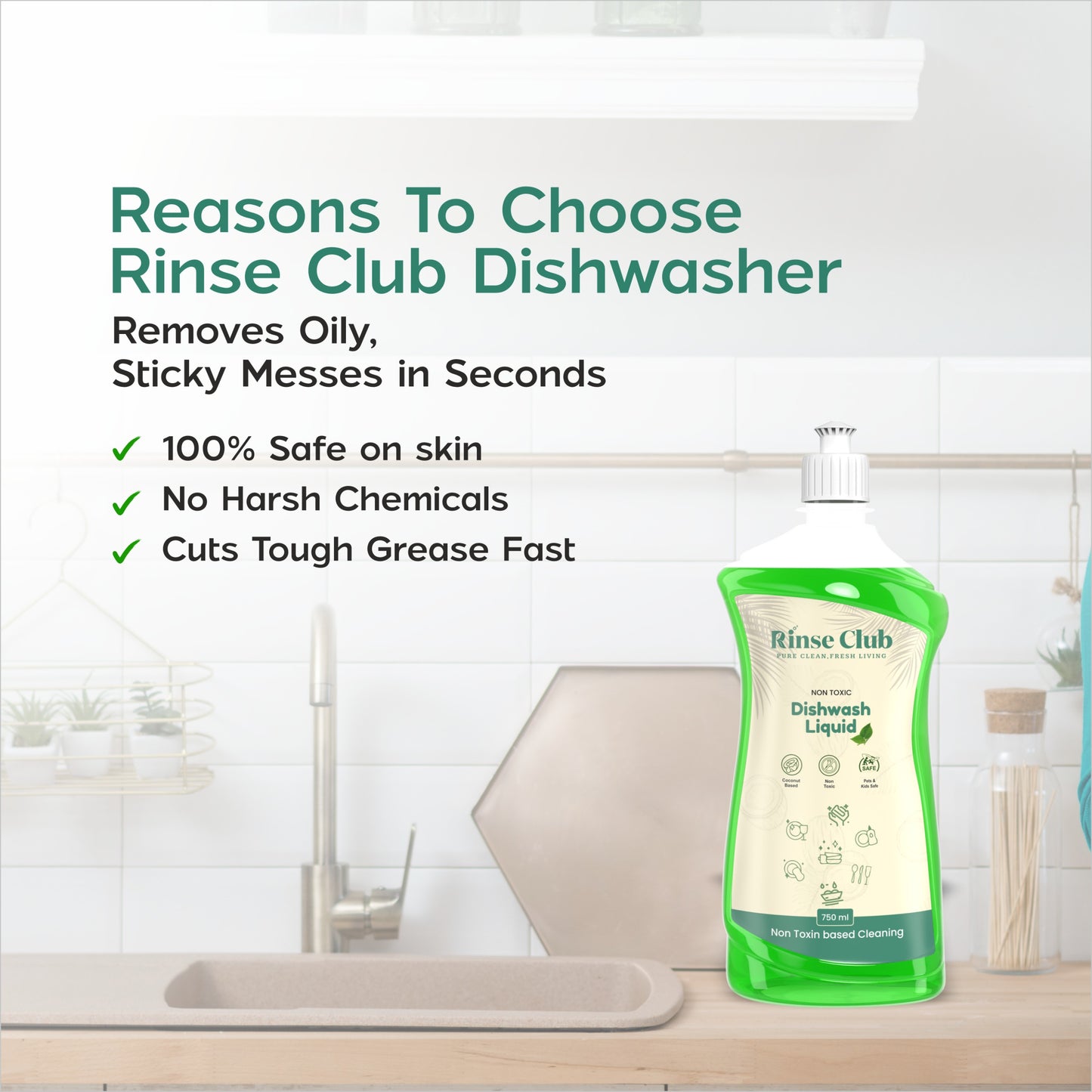 Dishwash Liquid Gel I Tango, Non-toxic & Kids-Safe I 750 ML