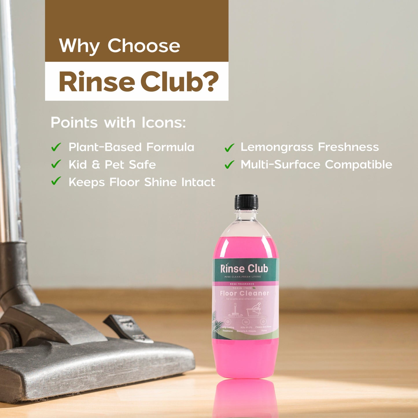 Natural Floor Cleaner Combos I Lemongrass and Rose I 850ml each
