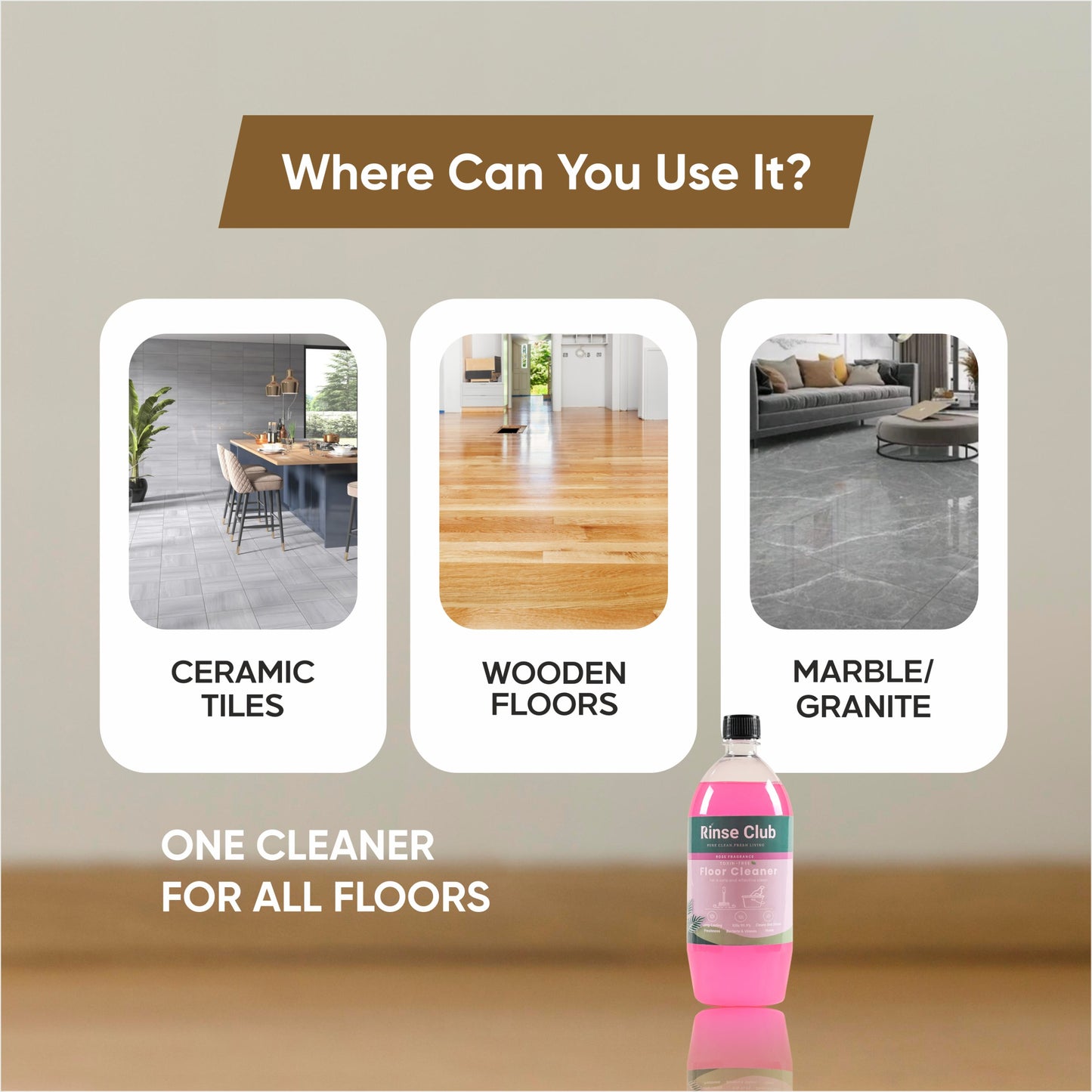 Natural Floor Cleaner Combos I Lemongrass and Rose I 850ml each