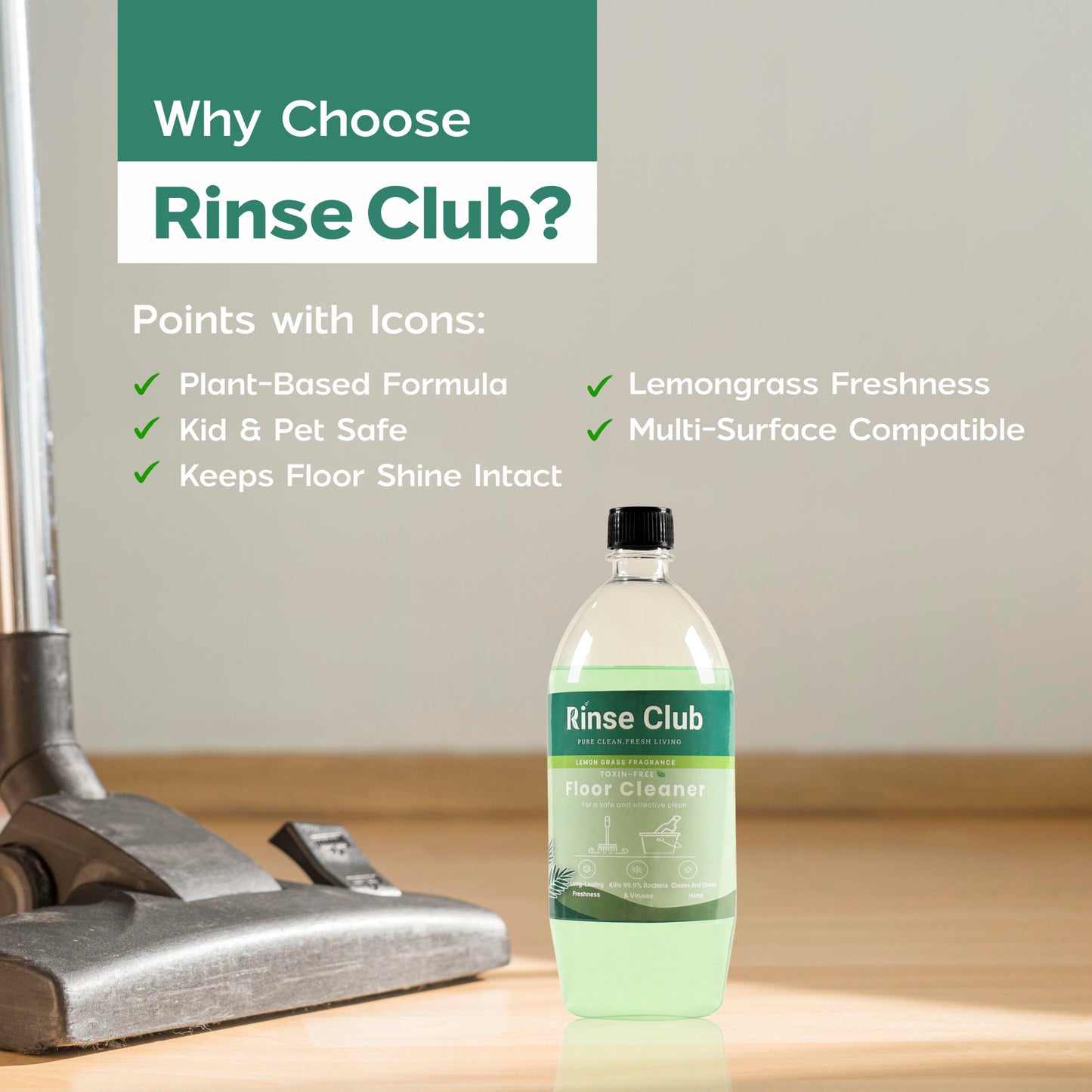 Natural Floor Cleaner I Neem, Non-toxic & Kids-Safe I 850 ML