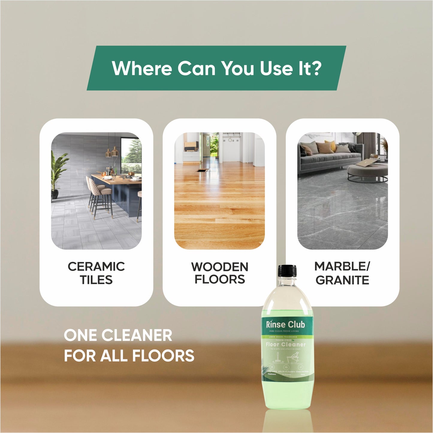 Natural Floor Cleaner I Neem, Non-toxic & Kids-Safe I 850 ML